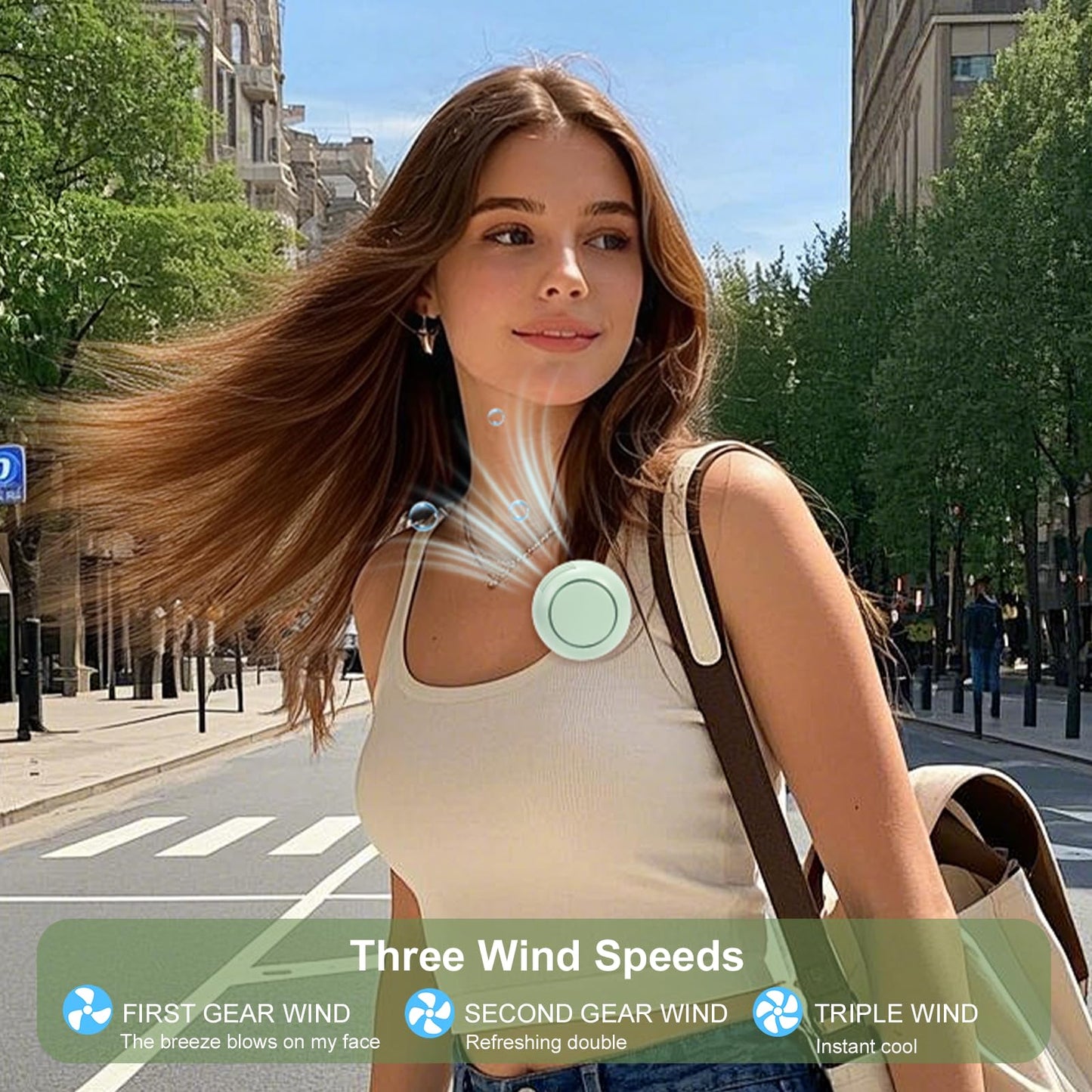 Lumoza Portable Silent Mini Bladeless Fan Clip On, 3 Speeds & Queit, Hands Free Shirt and Waist Clips Whirlwind Fans, USB Rechargeable, Night Light