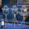 woohaha Christmas Snowman Pathway Lights,200 LED Plug in Garden Outdoor Decorations?Waterproof String Lights with 3 Snowman Stakes Light for Garden