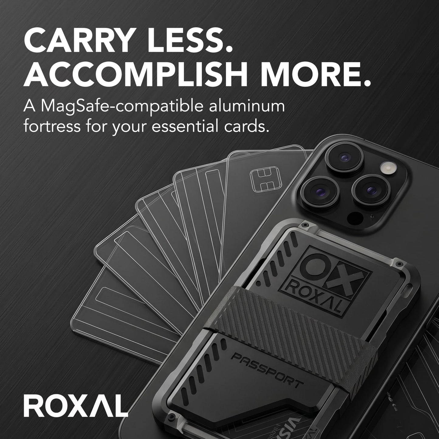 Roxal Premium Magnetic Wallet, Fathers Day Gift, Compatible with MagSafe & iPhone 17, 16, 15, 14, 13, 12 - CNC-Machined Aluminum Minimalistic