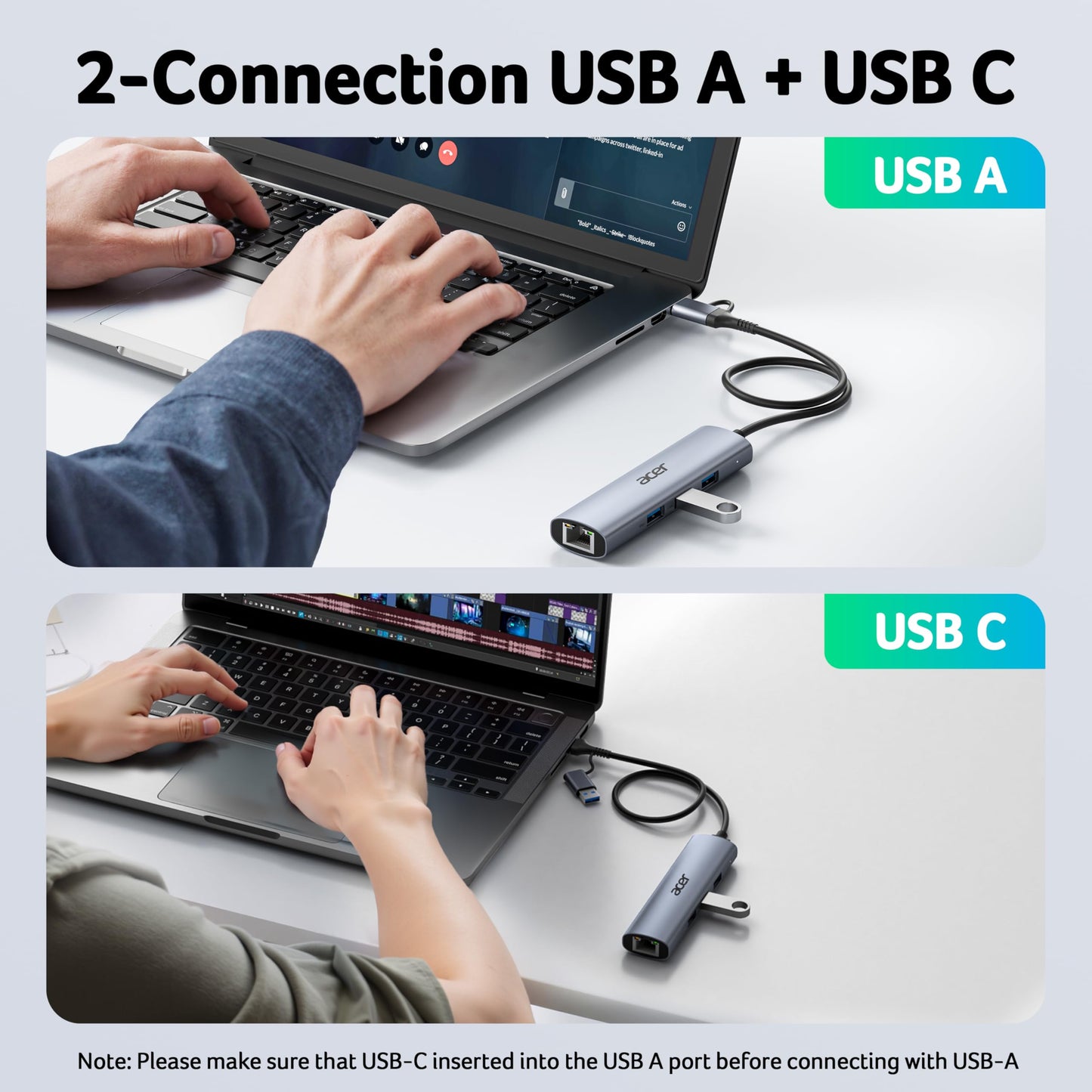 Acer USB to Ethernet Adapter, USBC Hub Ethernet 1Gbps with 3*USB 3.0