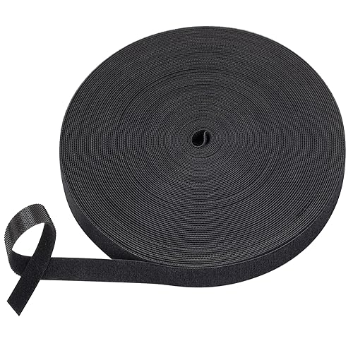 TUGEUNYU Nylon Hook and Loop Cable Ties, Black Self-Adhesive Reusable Cable Rolls-Customizable Length for Electricians,Home Cable Tie