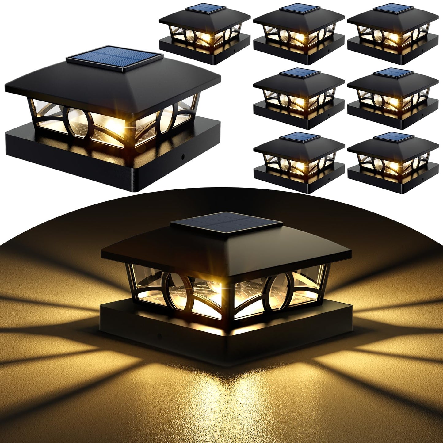 NIORSUN Solar Post Lights Outdoor, Fence Post Solar Lights Warm White Outdoor Waterproof Edison LED Bulbs Garden Patio Fence Deck Decor, Post Cap