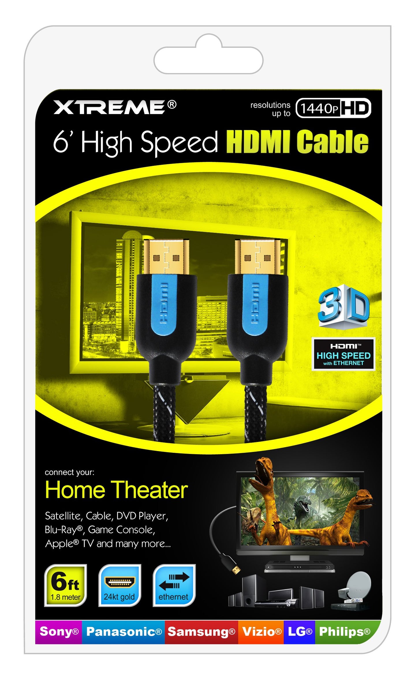 Xtreme 84106 6-Feet Blue Mesh Braided High Speed HDMI with Ethernet Channel