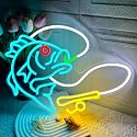 Fishing Neon Sign for Wall Decor, Dimmable Fishing Hook Lights Neon, Fishing Themed LED Neon Light Sign for Fishing Lovers Fishing Gear Store Man Cave
