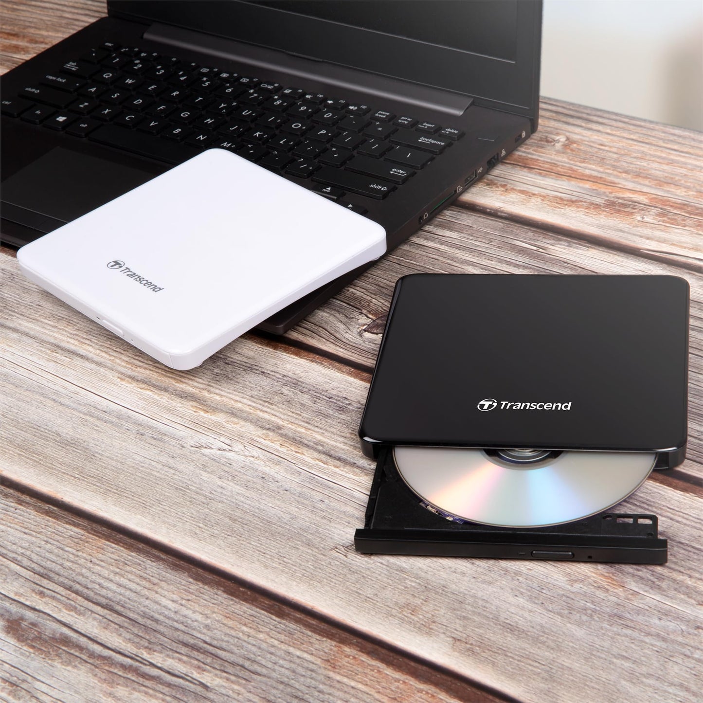 Transcend 8K Extra Slim Portable DVD Writer Optical Drive (TS8XDVDS-K)