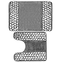 PBP Popular Sinatra Silver Bathroom Banded Bath & Contour Rug Set