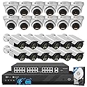 4COVR 4K PoE 32 Channel Security Camera System 2-Way Audio Talk, Person Vehicle Detection & Smart Color Night Vision, UHD NVR 8TB HDD, 12 Dome 12