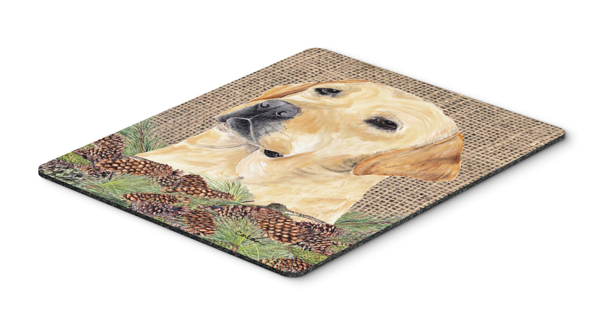 Caroline's Treasures SC9049MP Labrador Faux Burlap and Pine Cones Mouse Pad, Hot Pad or Trivet for Home Office Gaming Working Computers Laptop Mouse