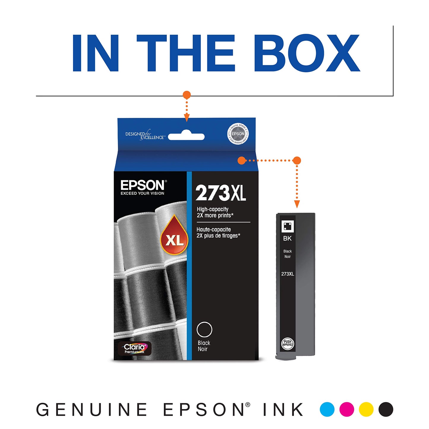 EPSON 273 Claria Ink High Capacity (T273XL020-S) Works with Expression Premium XP-520, 600, 610, 620, 800, 810, 820