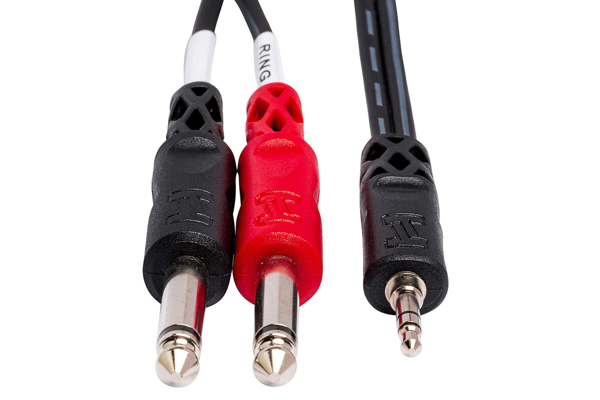 Hosa CMP-159 3.5 mm TRS to Dual 1/4" TS Stereo Breakout Cable, 9 Feet (5-Pack)