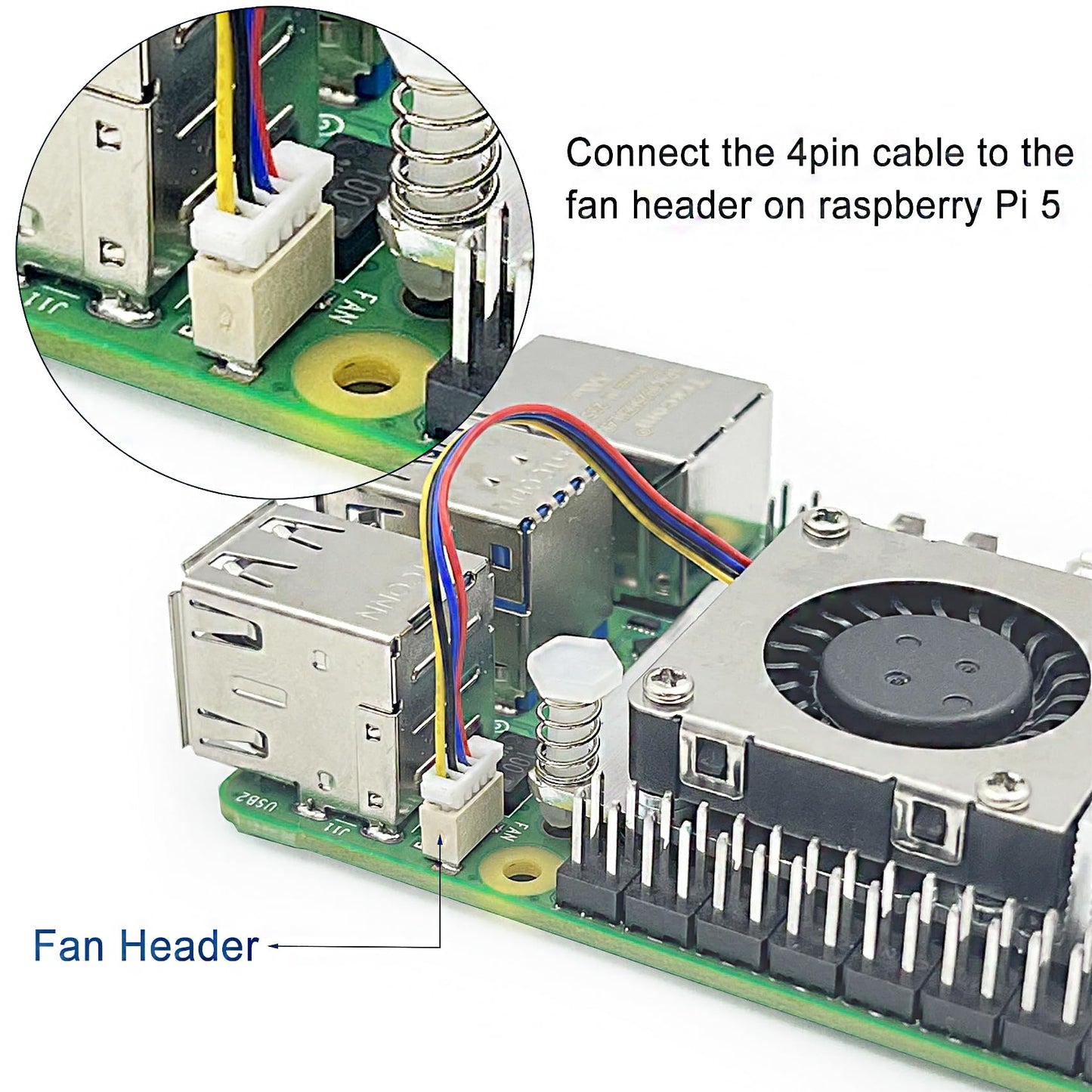 Raspberry Pi Active Cooler for Raspberry Pi 5 with 30mm PWM 4-Pin Cooling Fan Pi 5 Heatsink with Thermal Tape, Aluminium Heatsink Variable-Speed