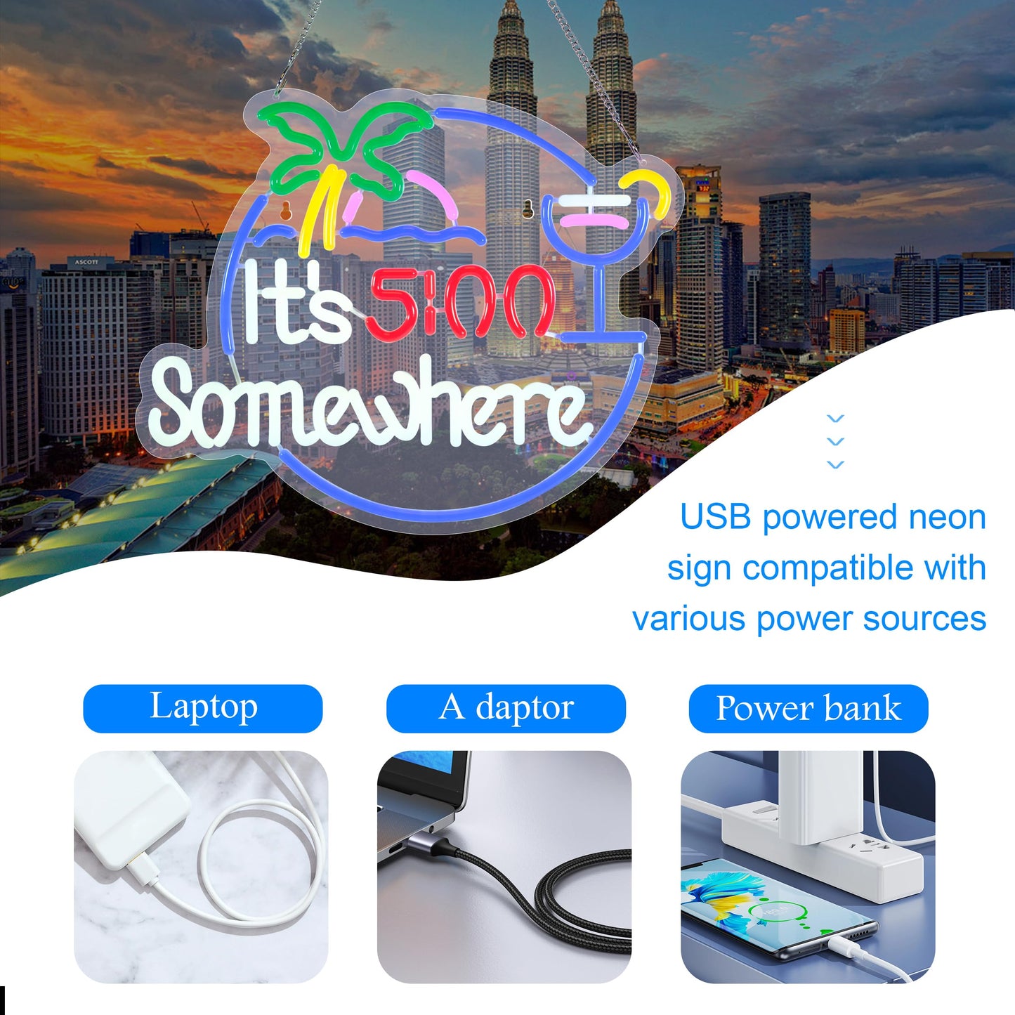 Its 5 00 O'clock Some Where Neon Sign Night light for Bar Club Bedroom Hotel Pub Cafe Wedding Birthday Party Gifts