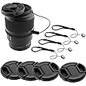 CamKix 58mm Lens Cap Bundle Compatible with Nikon, Canon, Sony Camera - 4 Snap-on Lens Caps for DSLR Cameras - 4 Lens Cap Keepers - Microfiber