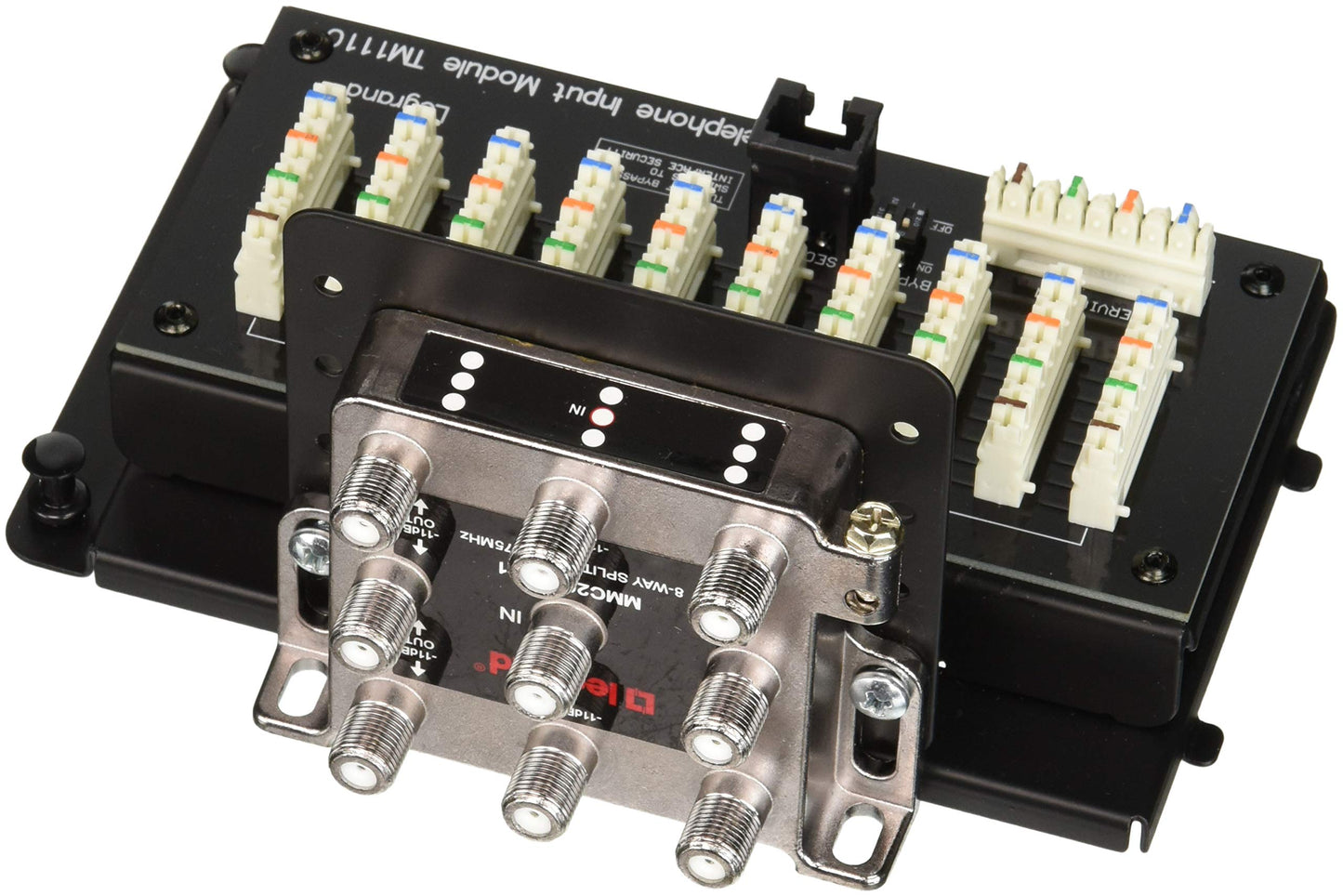Legrand - OnQ 8 Way Digital Cable Splitter, Telephone Input Module with 10x8 Combo Module Supports 10 Telephone and 8 Video Connections, 1 Count