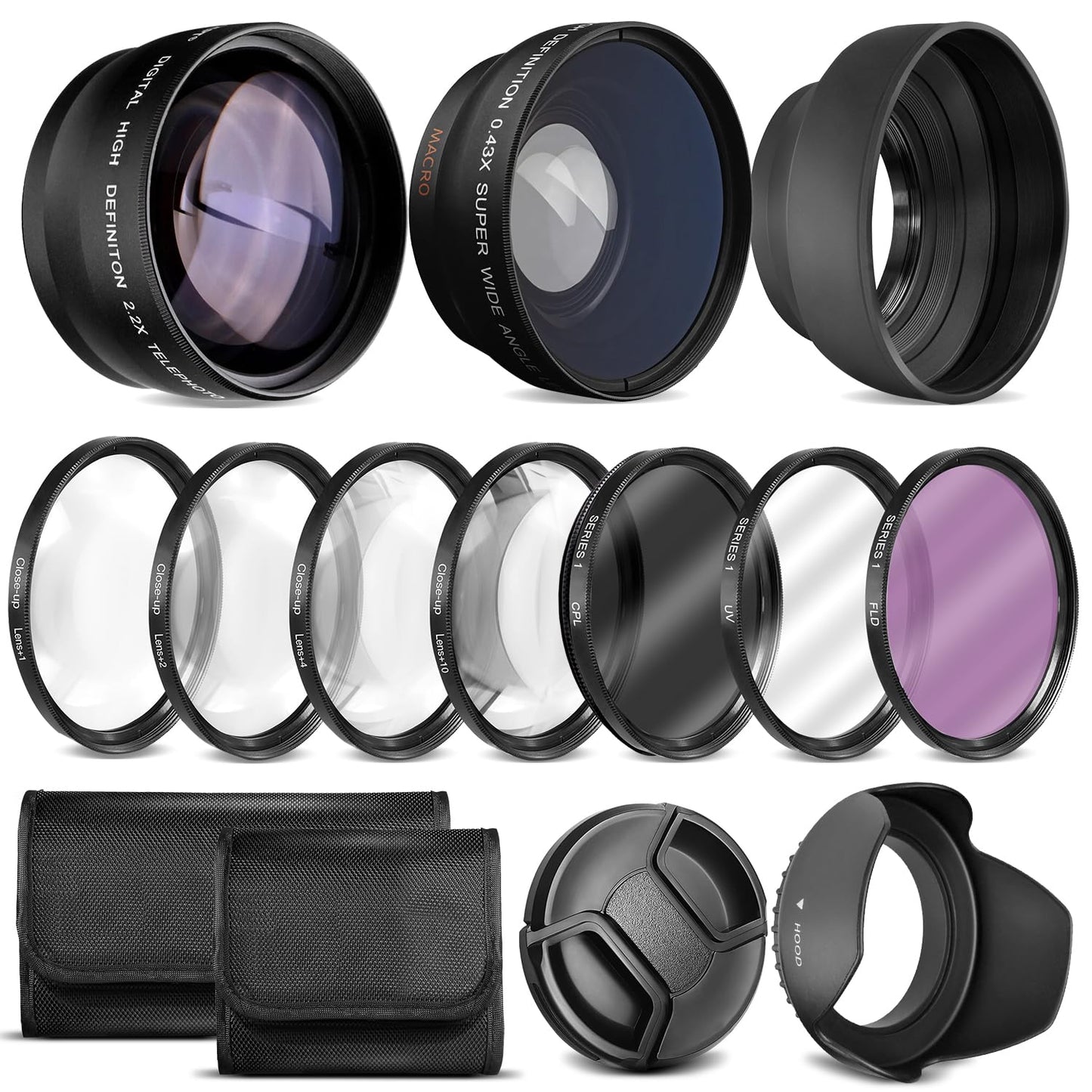 Ultra Deluxe Lens Kit for Canon Rebel T3, T5, T5i, T6, T6i, T7, T7i, EOS 80D, EOS 77D Cameras with Canon EF-S 18-55mm is II Lens - Includes: 7pc 58mm