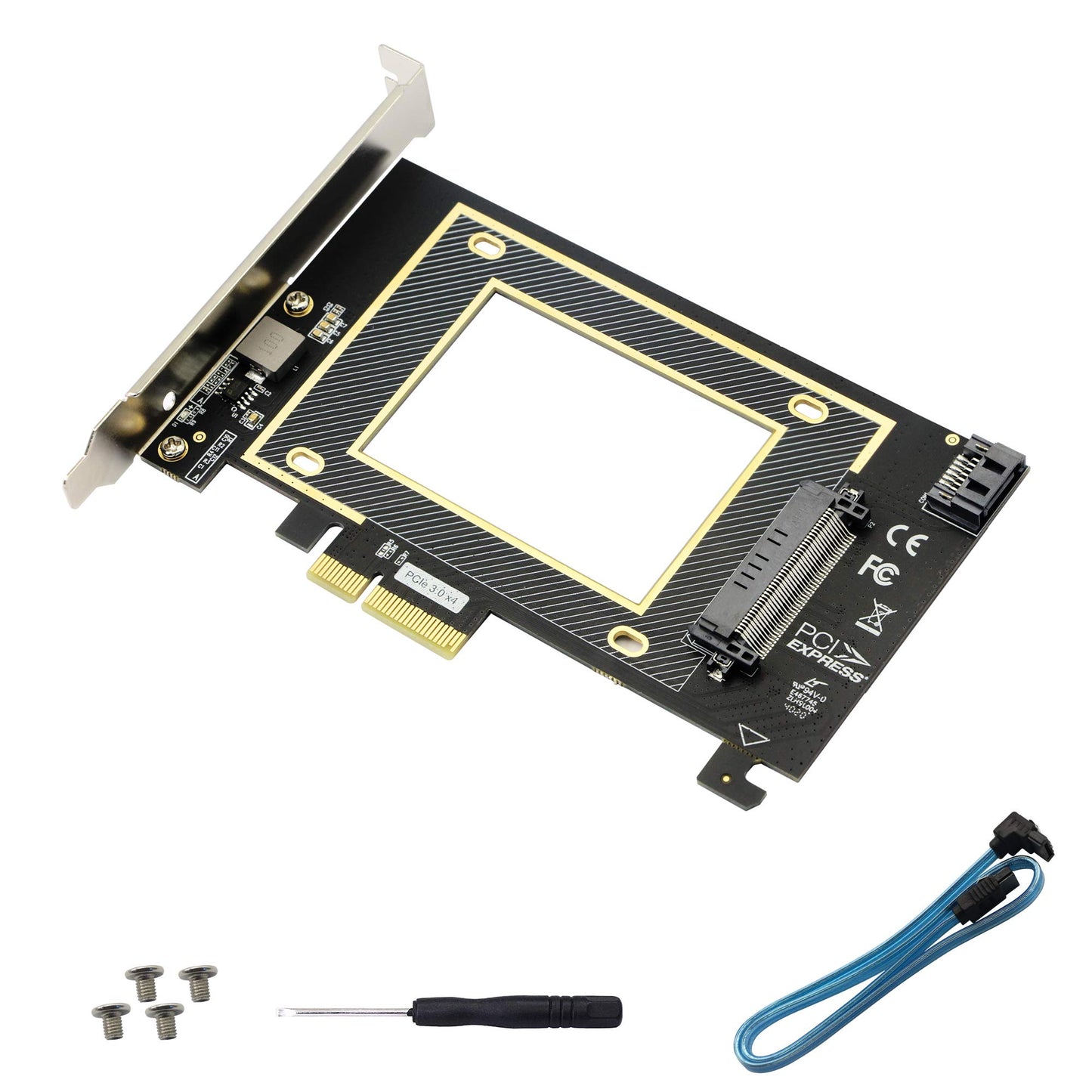 U.2 to PCIE Expansion Card?SFF 8639 to PCIE 3.0 x4 Riser Card,PCI-E 3.0 X4 SATA Adapter,for 2.5" U.2 NVME SSD and 2.5" SATA SSD.