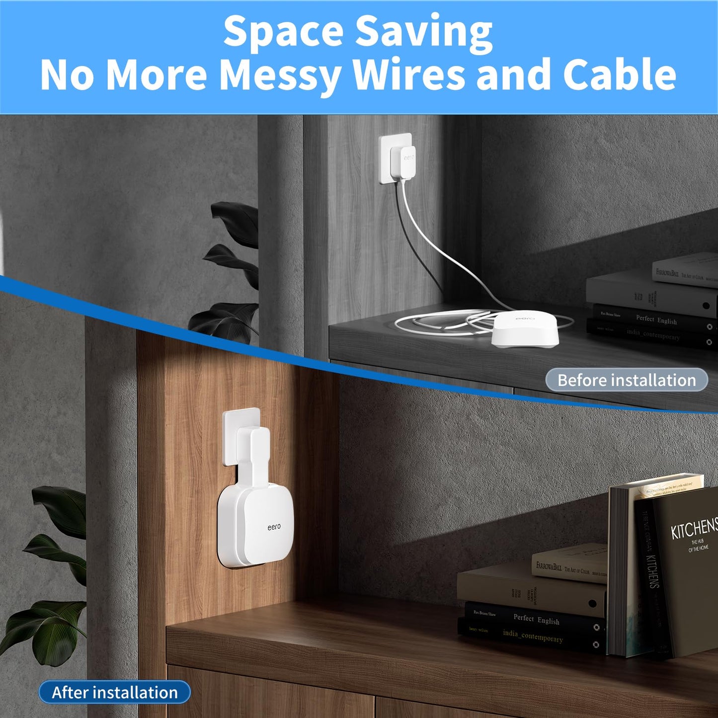 Outlet Wall Mount Holder for eero Pro 6e/Pro 6 Mesh Wi-Fi System, Built-in Cable Management - No Messy Wires, Space-Saving (3 Pack)