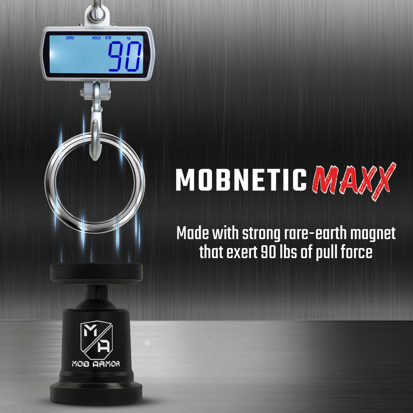 Mob Armor MobNetic Maxx - USA Assembled Magnetic Phone Holder for Car, Magnetic Car Phone Mount, 90-Degree Tilt, 360-Degree Rotation, Aluminum Metal