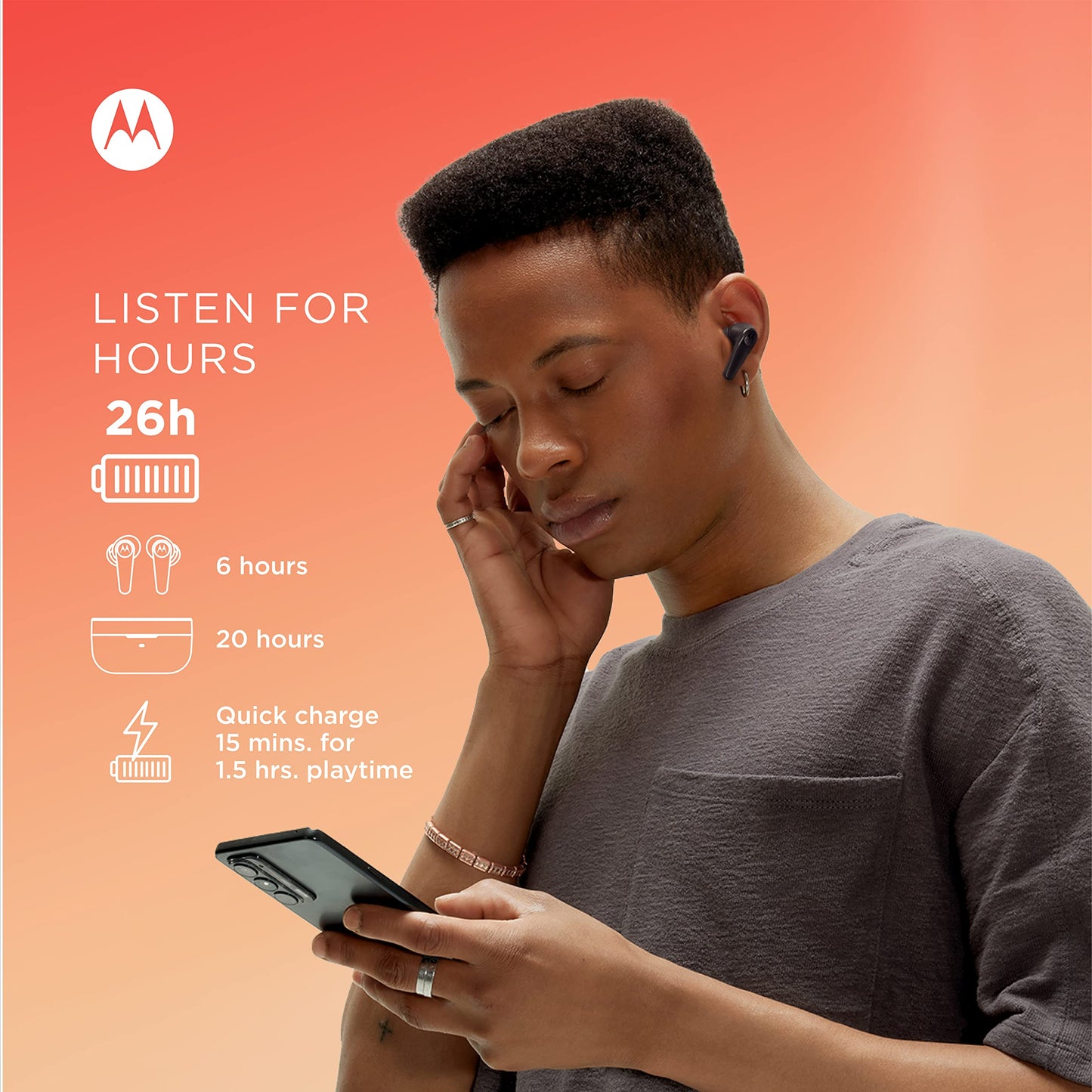 Motorola Sound Moto Buds 600 ANC - Active Noise Cancelling Wireless Earbuds, IPX5 Water-Proof, Snapdragon Sound & ENC, Apple & Android Compatible…