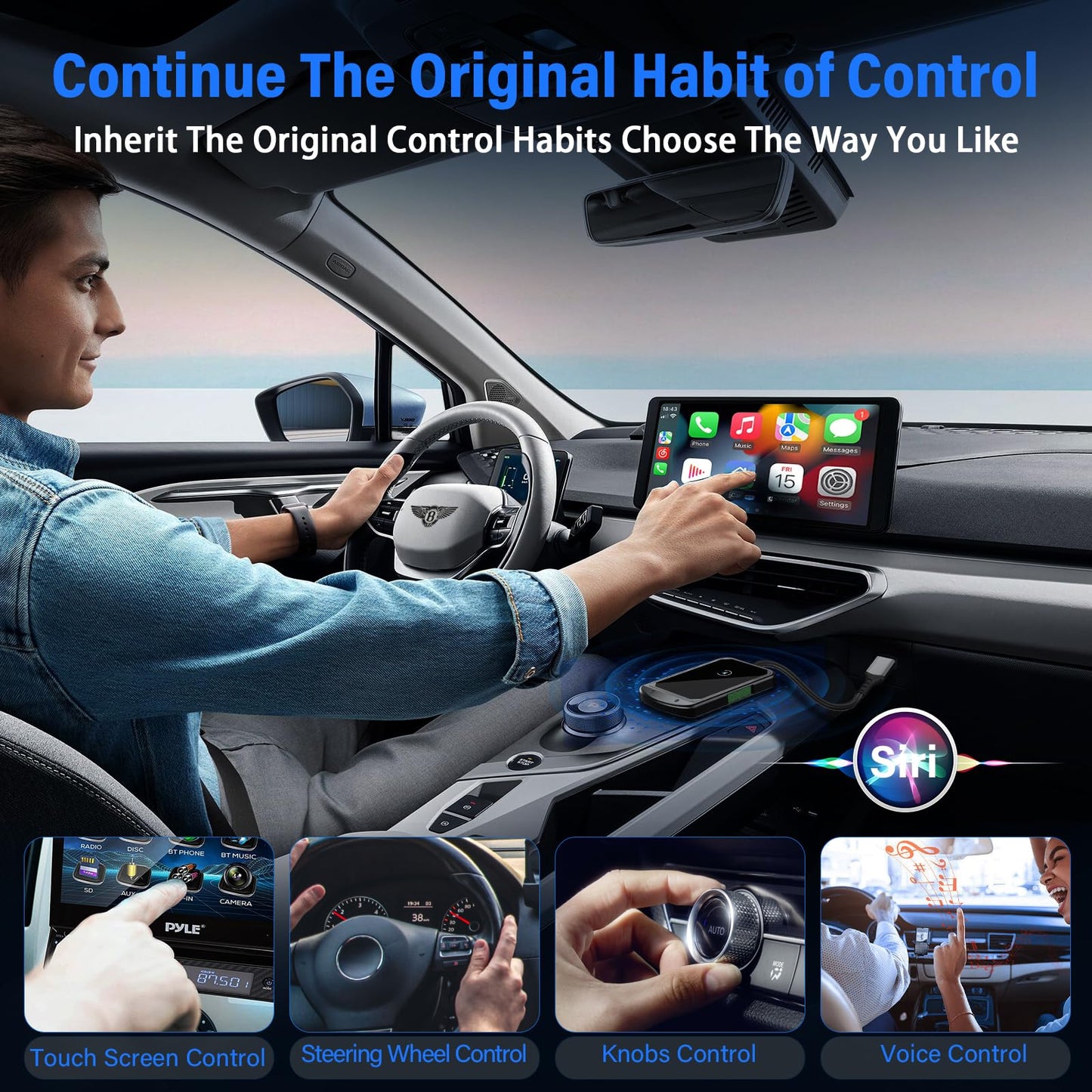Wireless CarPlay Adapter for iPhone, Plug & Play Bluetooth & 5.8GHz Converter, Upgrades Wired to Wireless CarPlay, Auto-Reconnect, Compatible