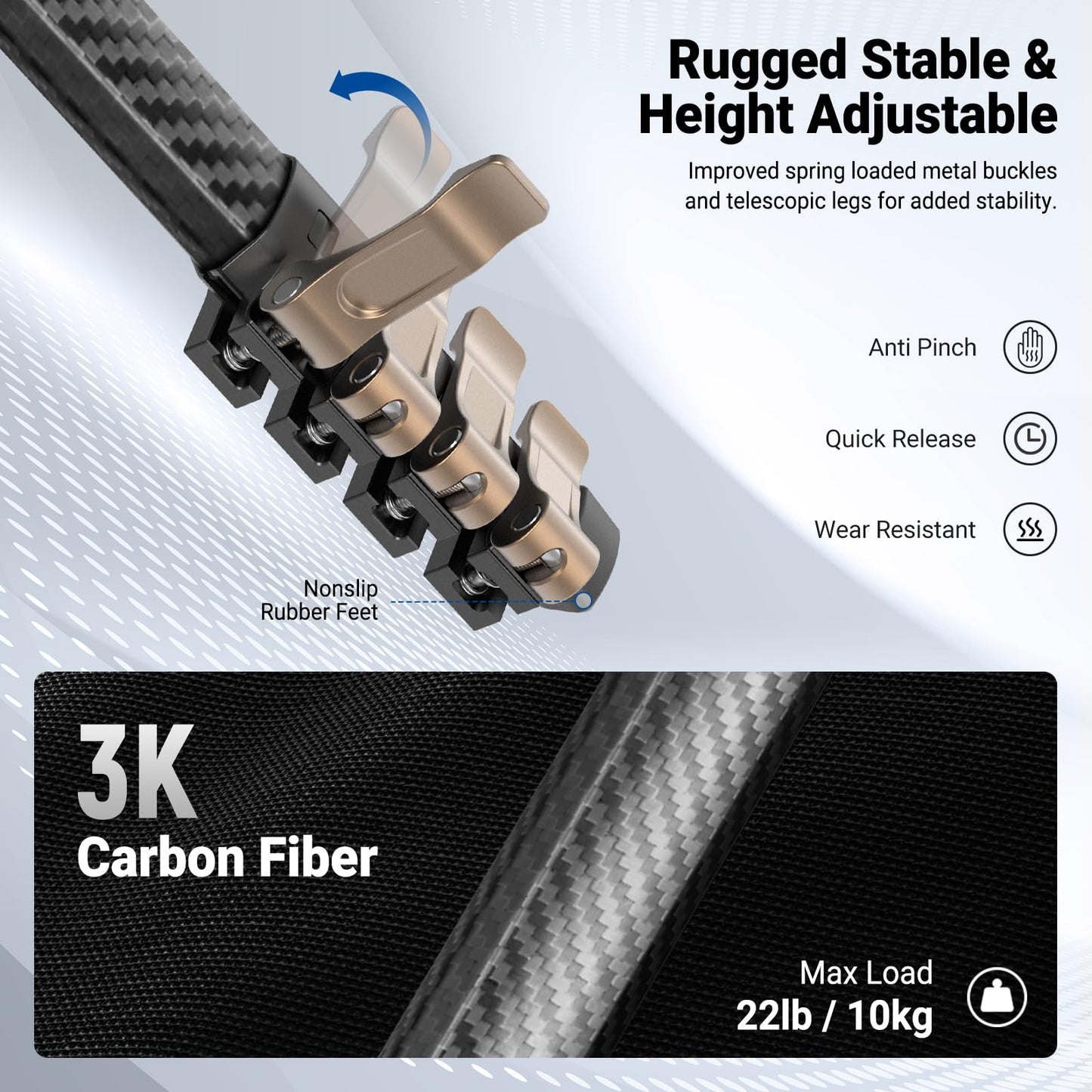 NEEWER LITETRIP Carbon Fiber Travel Tripod with Pan Tilt Low Profile Ball Head,62.4" Arca Type DSLR Camera Phone Holder Stand Compatible with PD V3