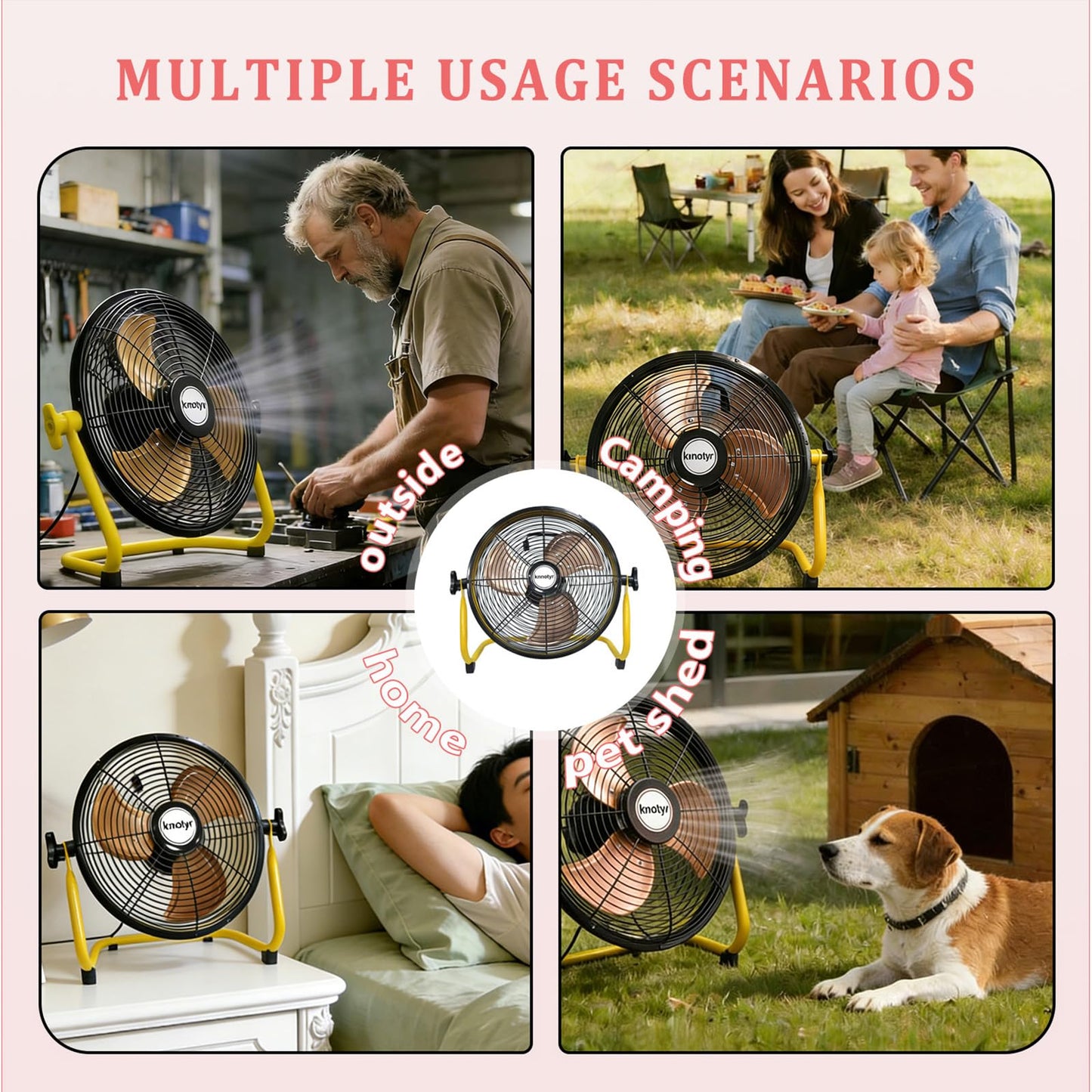 Knnotyr Outdoor Fan Can Running 5-24 Hours,Solar Powered Fan For Shed,Home,Ouside,Camping?with USB Output For Emergency Situation Without Electric