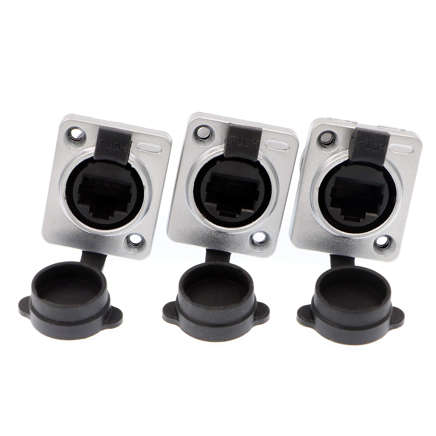 Uonecn RJ45 Waterproof Connector Dust Plug 3 PCS RJ45 Connectors IP65 Mount Ethernet Panel Connector.