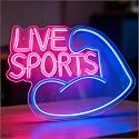 Live Sports Neon Sign, USB Powered Decorative Led Neon Light for Sports Bar Game Room Man Cave Home Theater Wall Table Sport Theme Decor 13.2 x 16.9