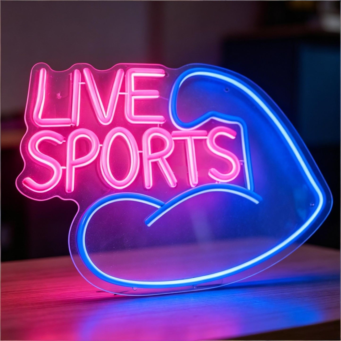 Live Sports Neon Sign, USB Powered Decorative Led Neon Light for Sports Bar Game Room Man Cave Home Theater Wall Table Sport Theme Decor 13.2 x 16.9