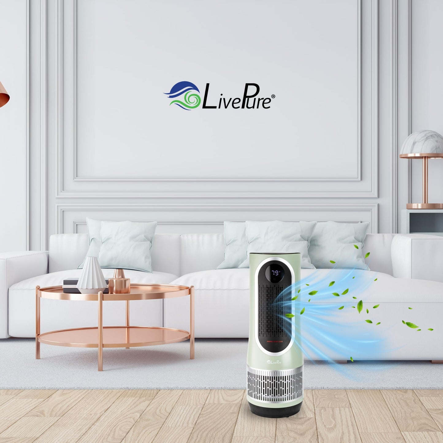 LivePure 3-in-1 LP520 Clean Heat Air Purifier & Electric Heater - Oscillating Portable Heater with 2 Heat Modes and Air Filtration - Heater for Indoor