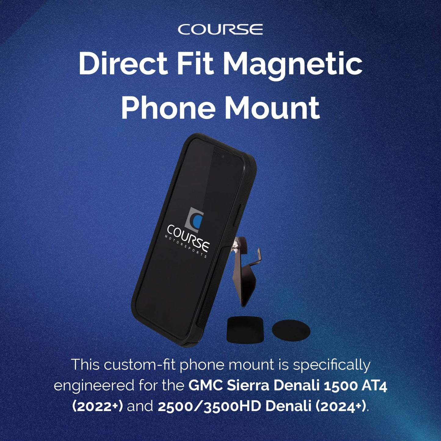Course Motorsports Direct Fit Magnetic Phone Mount | Truck Phone Holder | Custom Dash Mount | Compatible with GMC Sierra Denali 1500 AT4 (2022+)