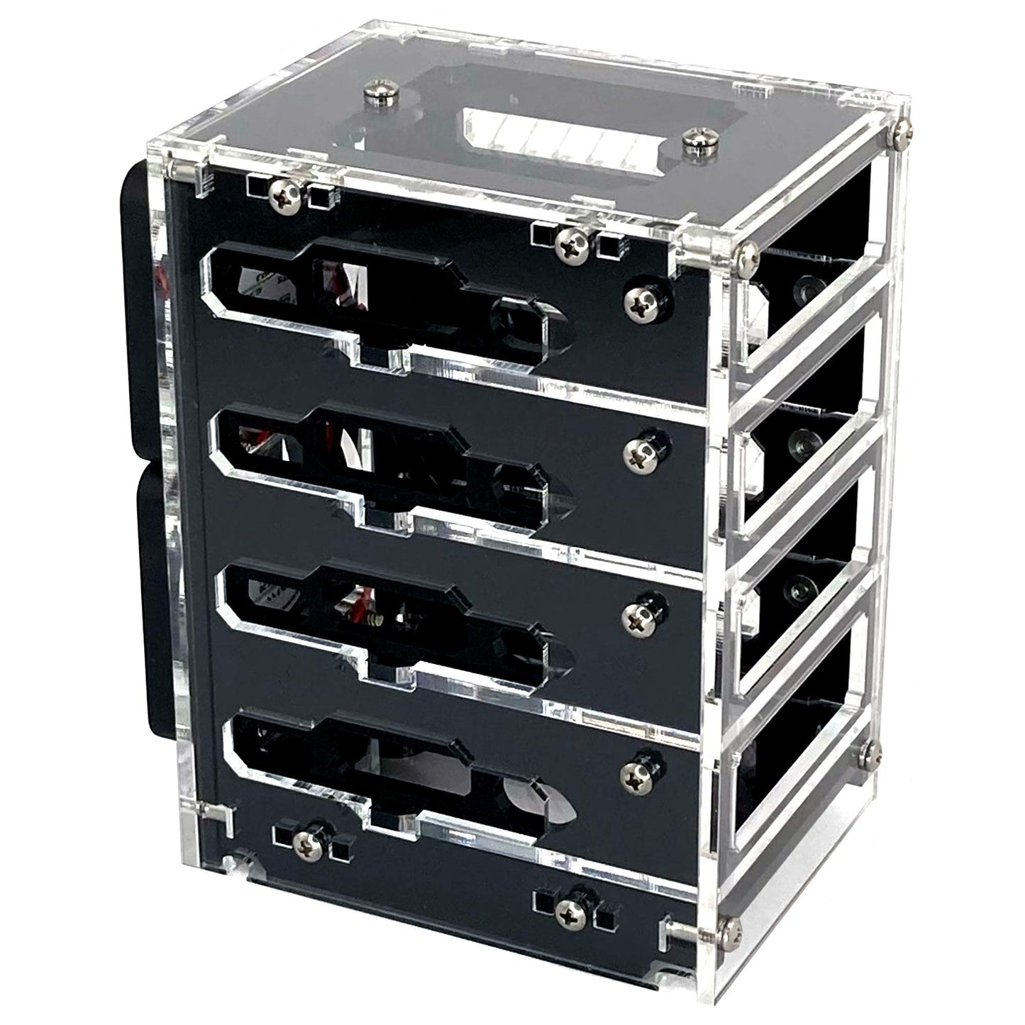 C4Labs Zebra Bramble Cluster Fan Case - Raspberry Pi 4B & 3B+ (4 Stack, Black Ice)