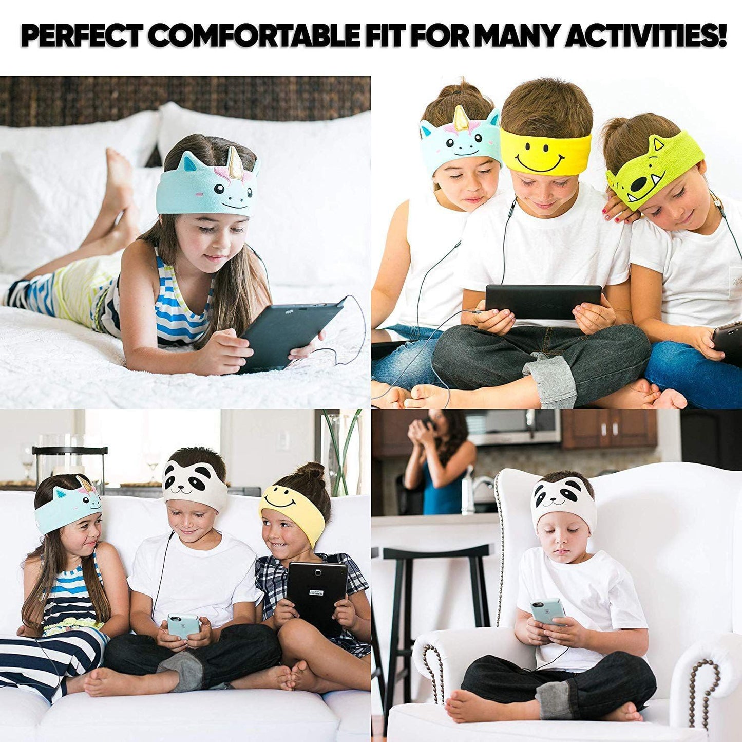 CozyPhones Over The Ear Headband Headphones - Kids Headphones Volume Limited with Thin Speakers & Super Soft Fleece Headband - Fox