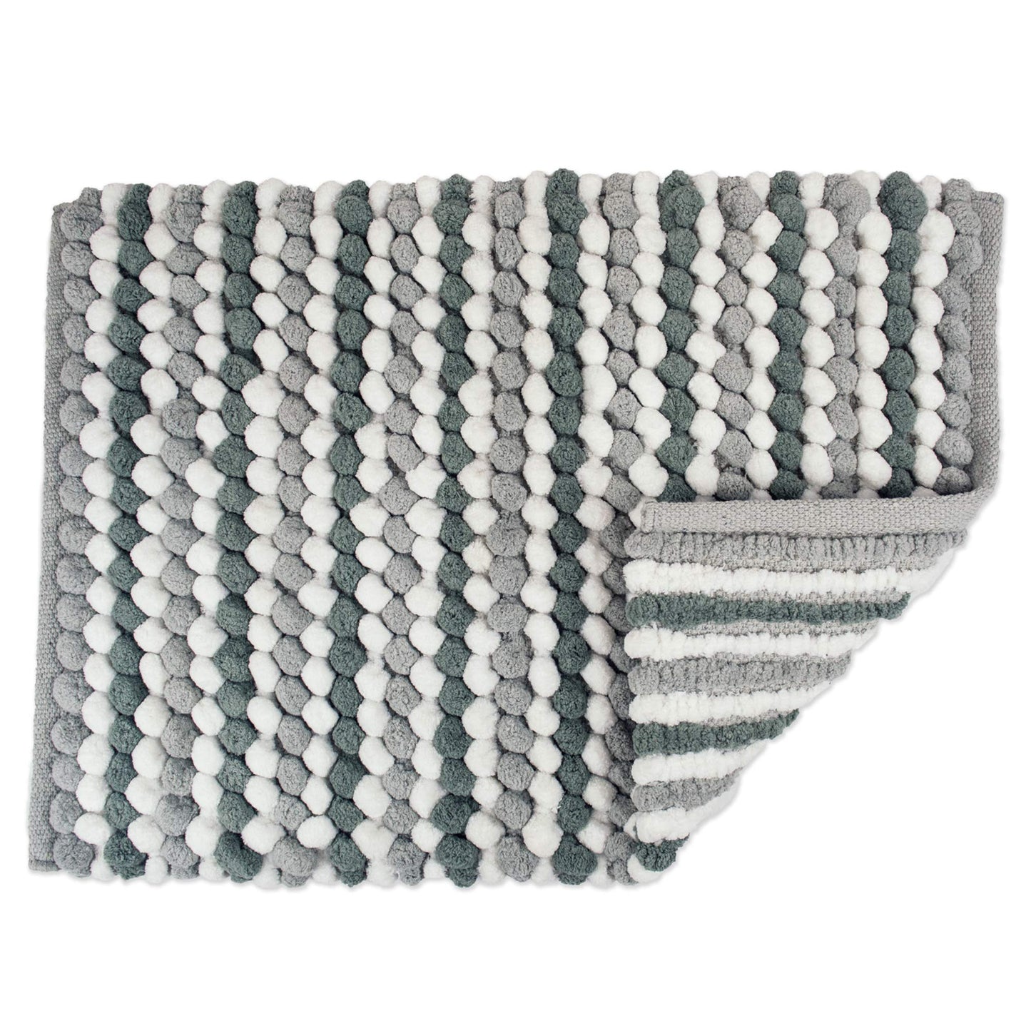 DII Ultra Soft Chenille Bath Mat, Chunky Popcorn Bath Rug, 21x34", Gray Stripe