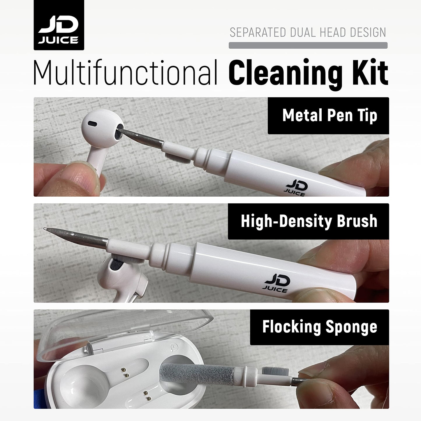 2 Pack - Airpod Cleaning Kit Earbud Cleaning Kit - Phone Cleaning Kit in-Ear Headphones Cleaning Pen Tool, Portable 3-in-1 Laptop Cleaning Kit
