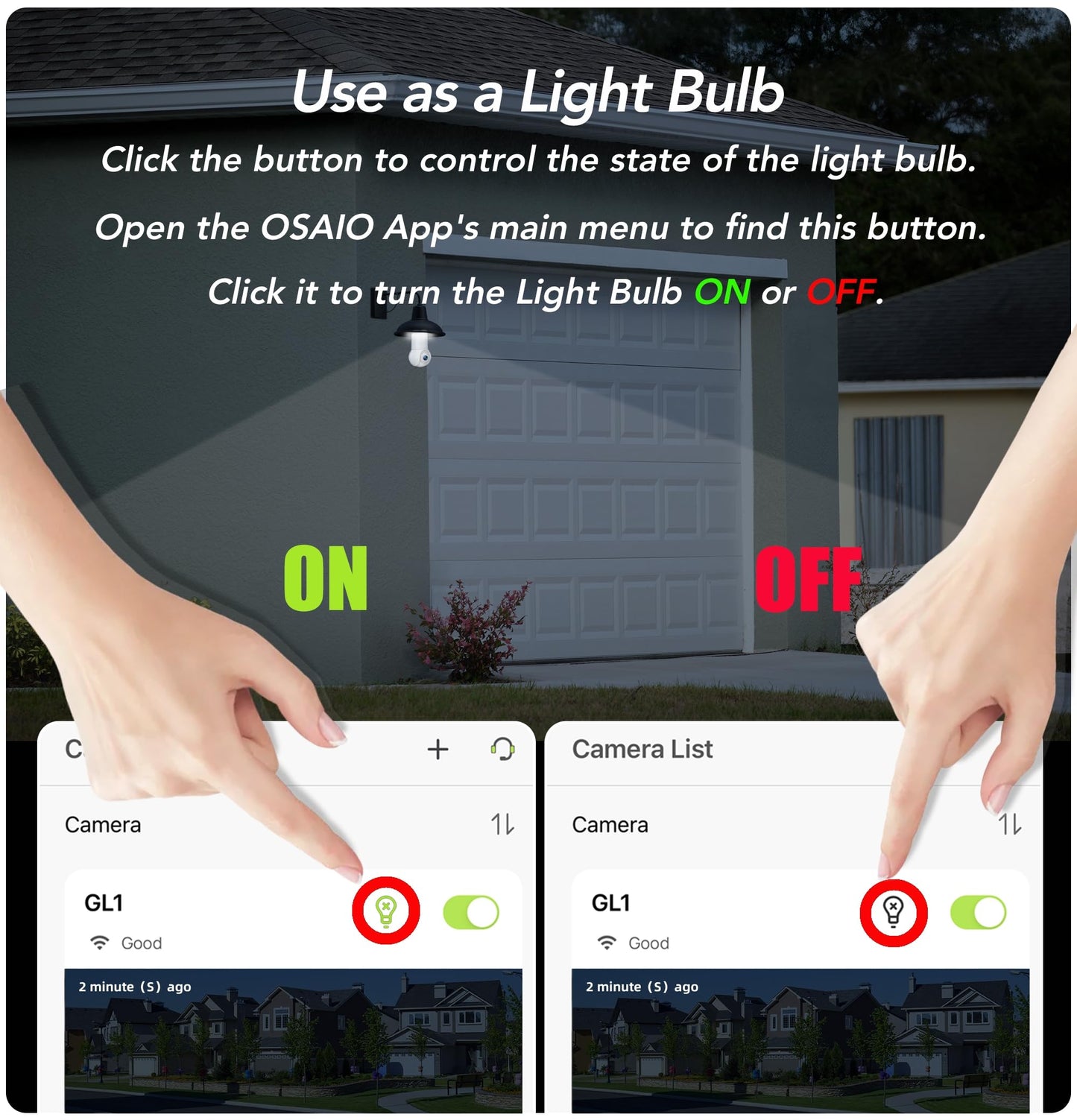 GNCC 2K Light Bulb Security Camera, 2.4GHz Only, 355° Wireless Outdoor Camera, Full-Color Night Vision, Motion Detection, Easy Install, Local & Cloud