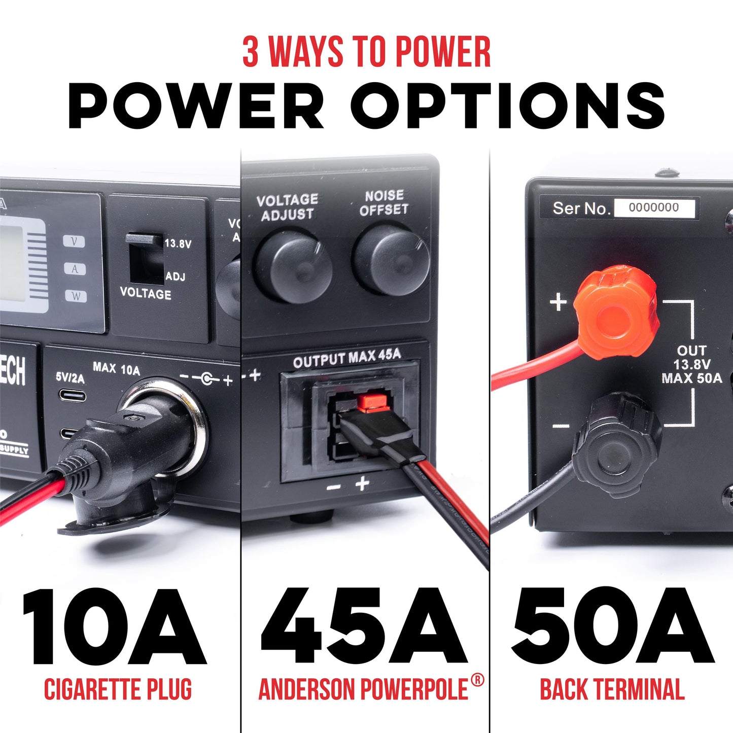 BTECH RPS-50PRO 50A (50 Amp) Regulated Power Supply, AC-to-DC Bench Convertor, Adjustable 9-15V (Fixed 13.8V Option), Anderson Powerpole Connectors…