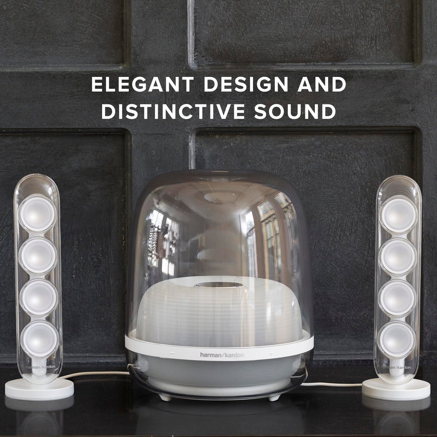 Harman Kardon HK SoundSticks 4-2.1 Bluetooth Speaker System with Deep Bass and Inspiring Industrial Design (White)