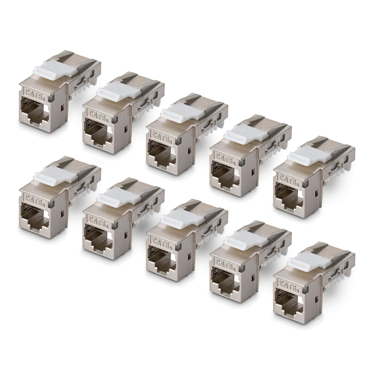 StarTech Shielded Cat6a Keystone Jack 10-Pack, STP, 90 Toolless