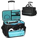 DJ Cable Bag, Rolling DJ Cable Bag with Detachable Trolley & Dividers, Large Capacity Gig Bag with Laptop Compartment, Professional Organizer Bag for
