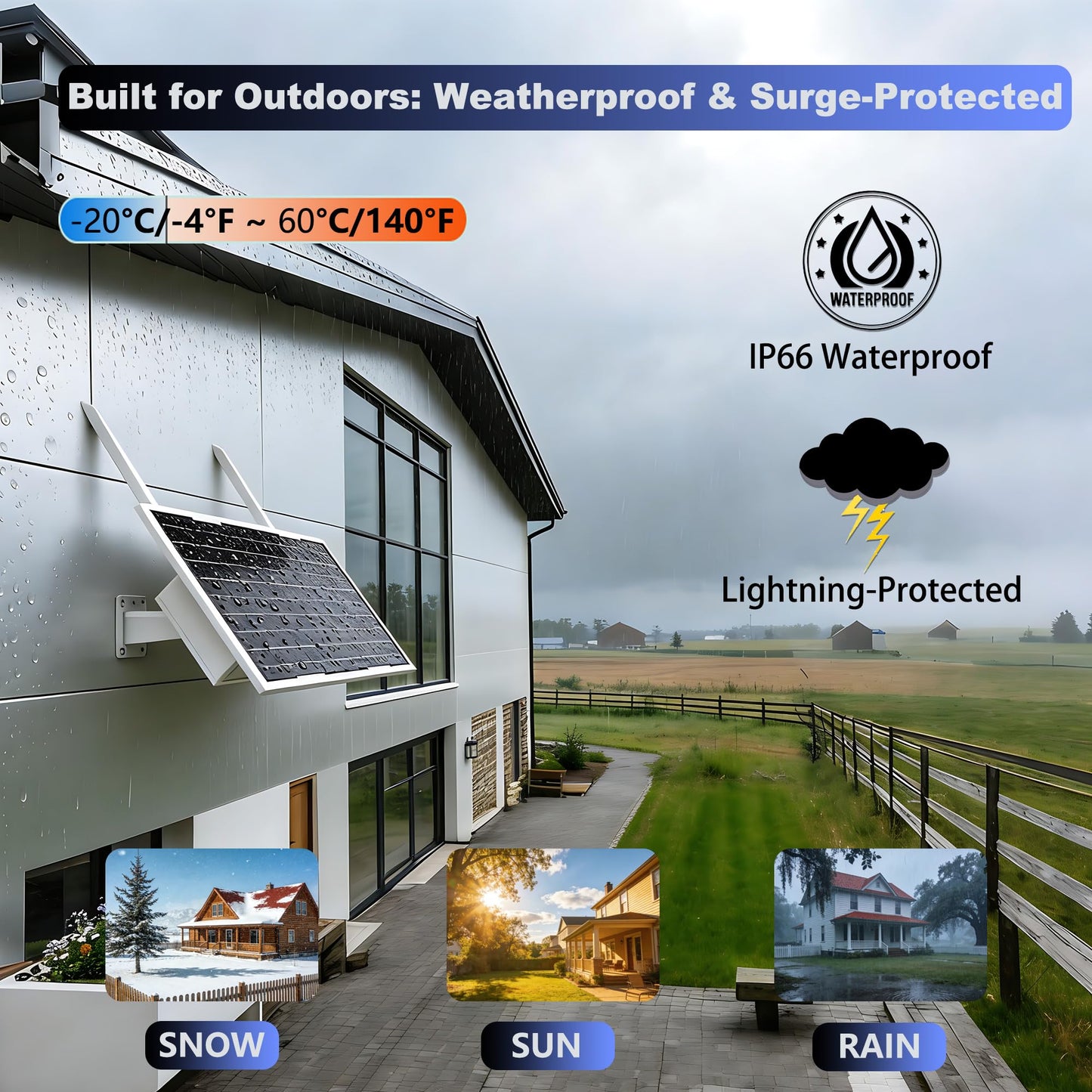 Solar WiFi Extender Outdoor - Solar Powered Long Range Signal Booster, No Wires, Easy Setup WiFi Repeater for Yard Farm Ranch RV, 2.4GHz 300Mbps