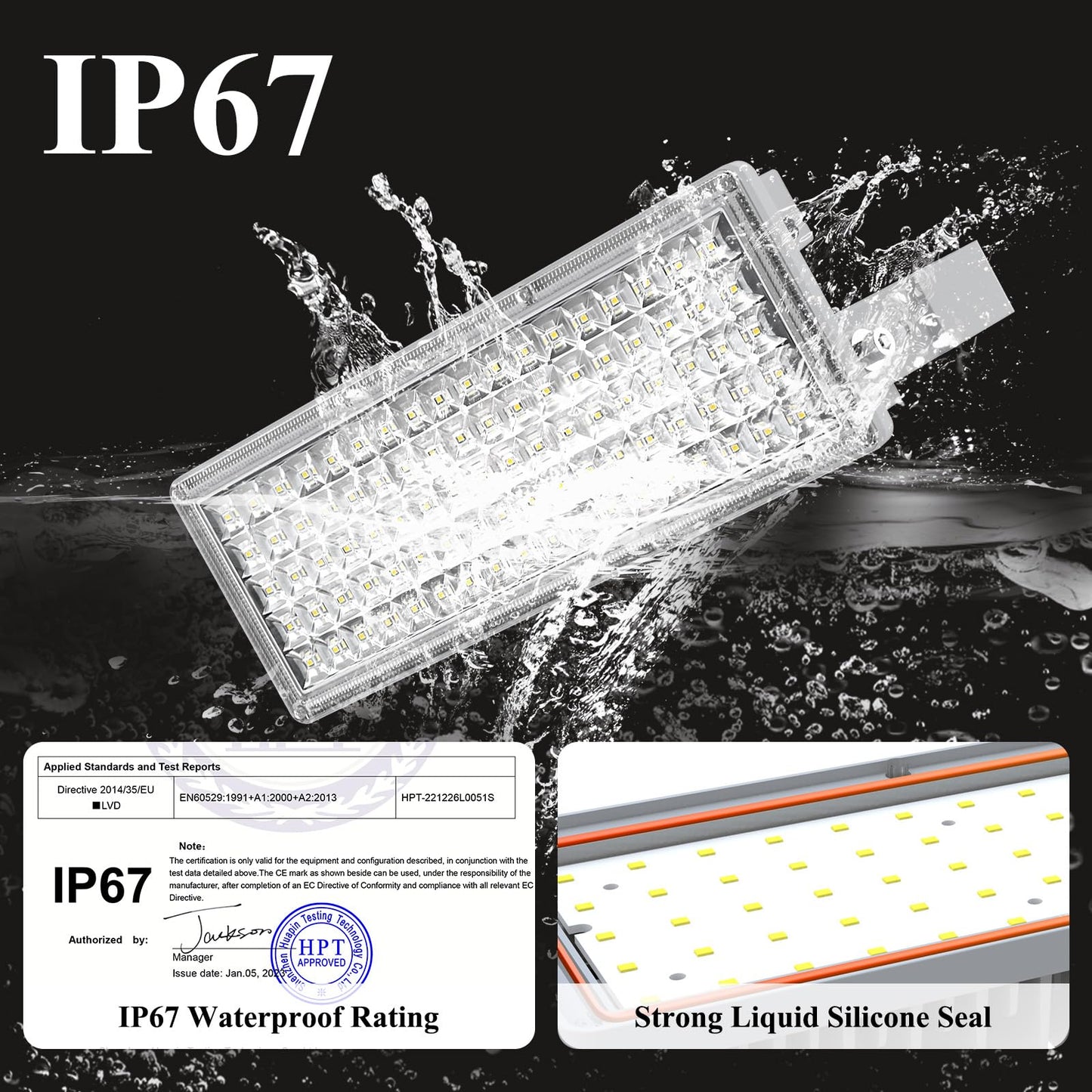 Kekeou 100W LED Flood Lights Outdoor 14000LM Arena Lights 6500K Stadium Lights IP67 Waterproof Exterior Parking Lot Light for Basketball Court Yard