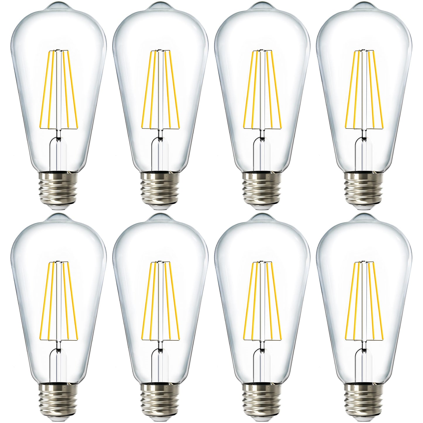 Sunco 8 Pack Edison Bulbs LED ST64 (ST19) Clear Glass Filament, Dimmable