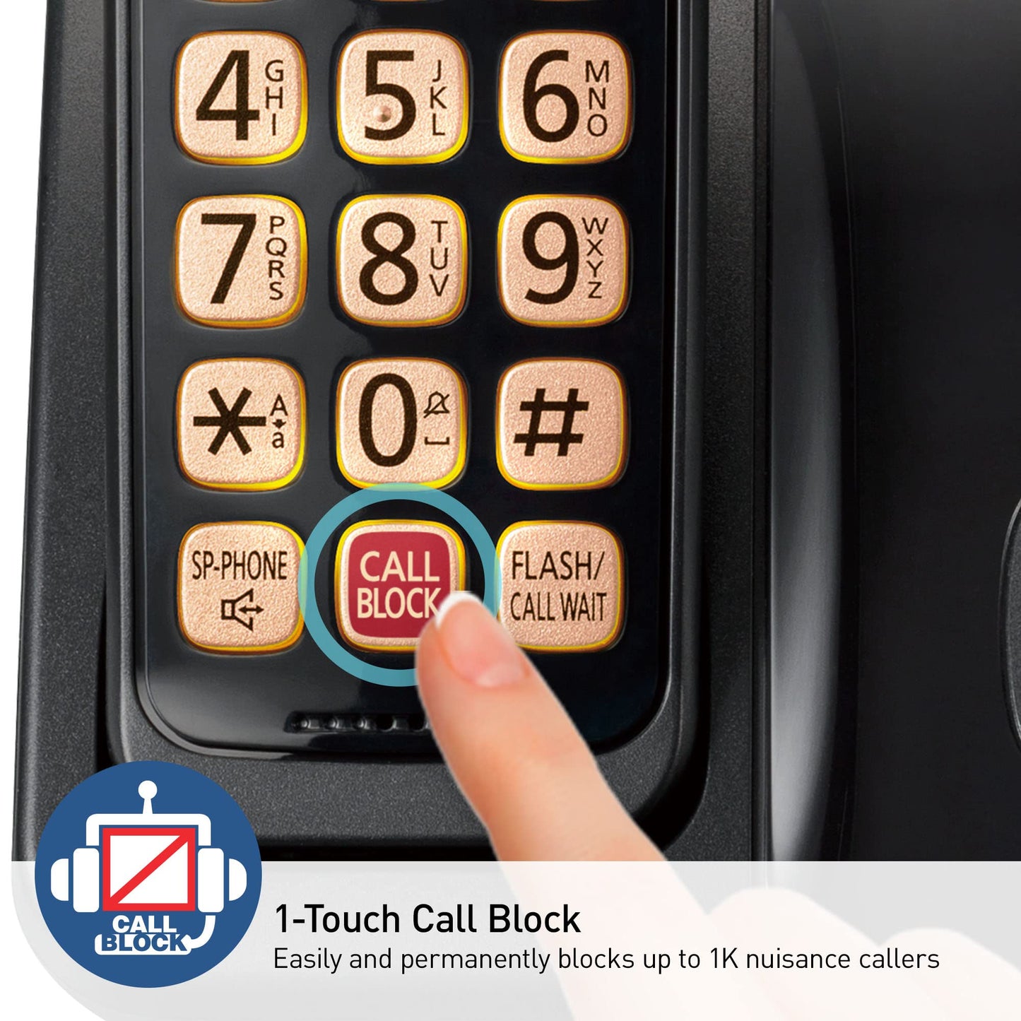 Panasonic Cordless Phone with Advanced Call Block, Bilingual Caller ID, Easy to Read Large High-Contrast Display, Expandable System with 1 Handset