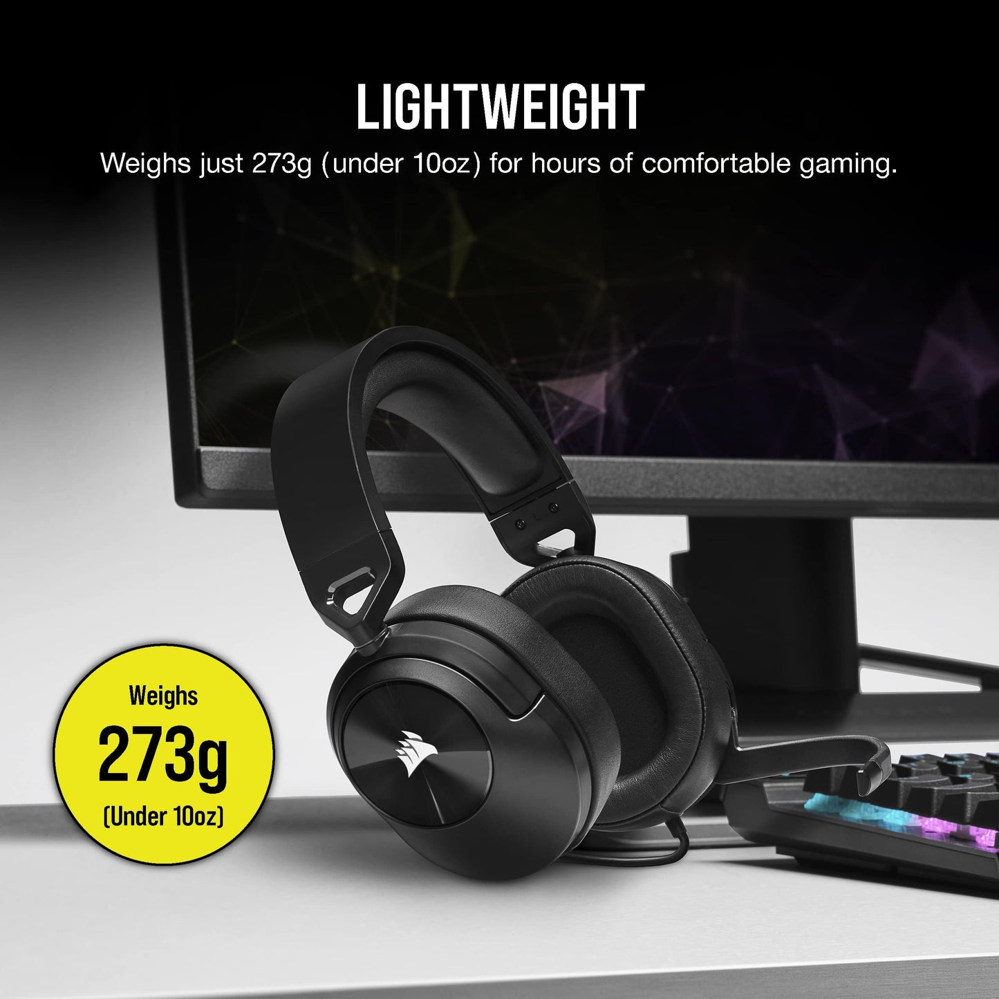 Corsair HS55 STEREO Wired Gaming Headset - Carbon - Stereo - Mini-phone (3.5mm) - Wired - 32 Ohm - 20 Hz to 20 kHz - Over-the-head - Binaural…