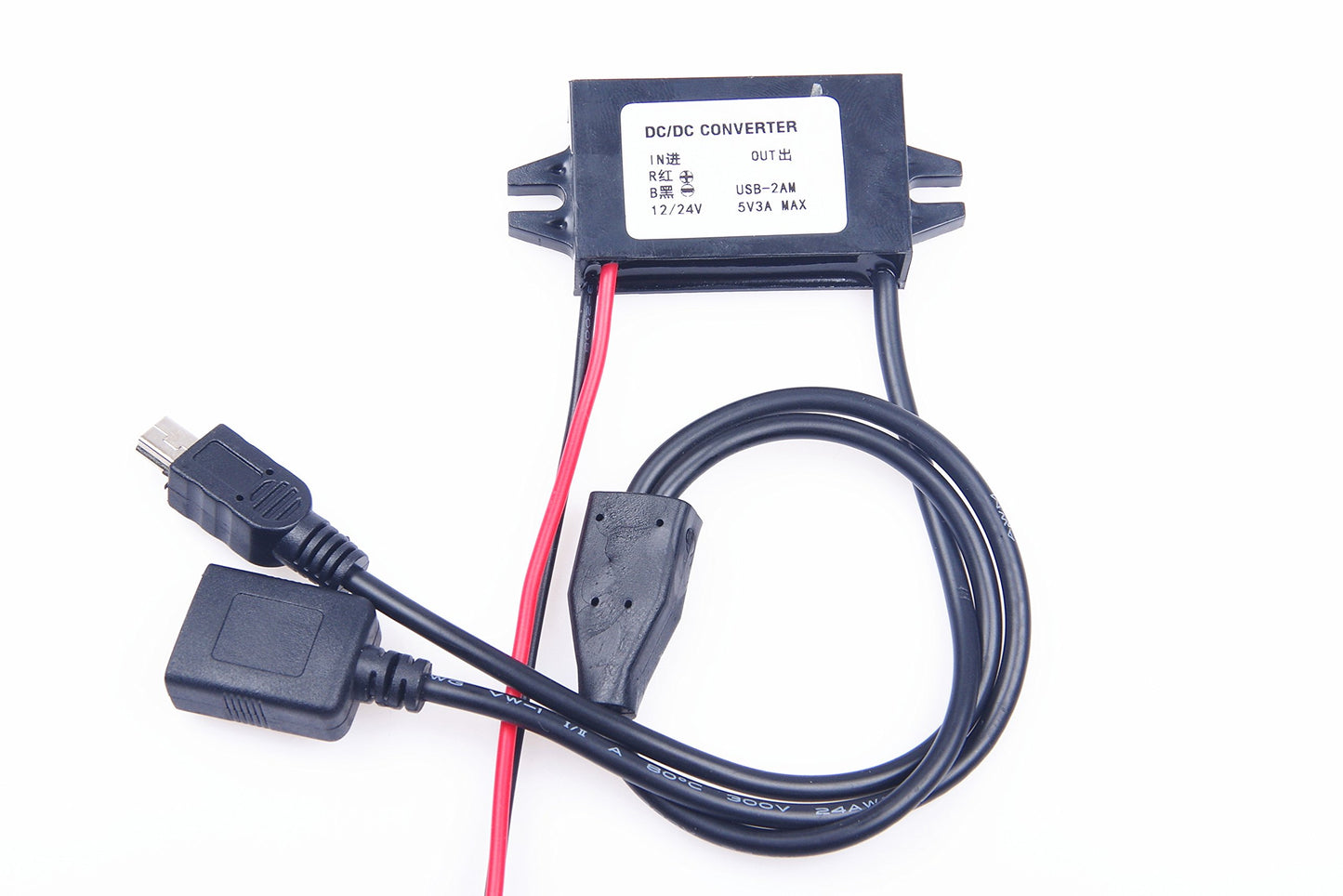 KNACRO DC-DC Convert Step-Down Power Supply Module 9V 12V 8-22V to 5V 3A USB Female + mini USB Output Waterproof