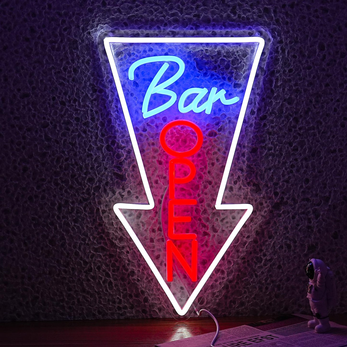 JLEWUINH Bar Open Neon Sign USB Powered Open Arrow Guide Neon Sign for Bar Decor Dimmable Switch Light Up Bar Sign for Club Beer Shop Neon Light (16.5