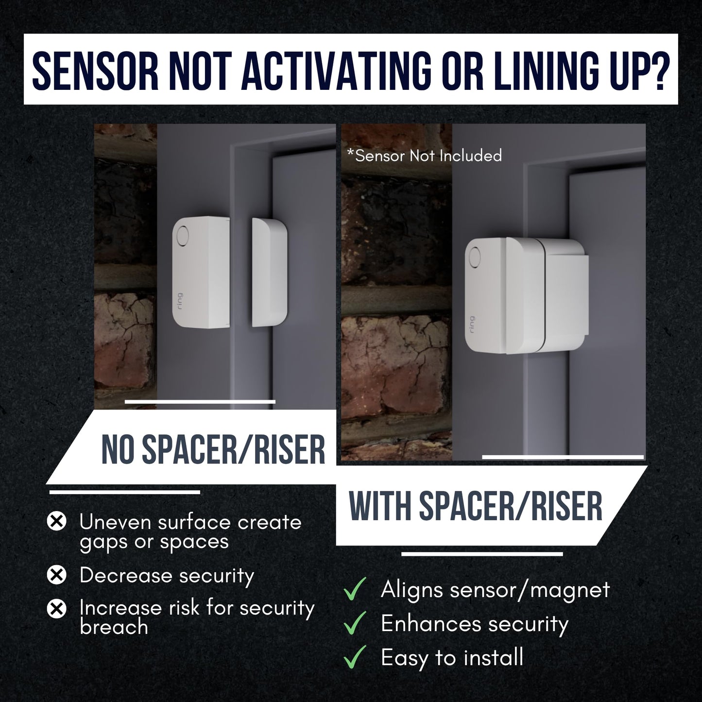 Ring Alarm Magnet Riser | 5 Pack Set with 3M Adhesive - Easy Mount to Any Doorway, Window, and Entryway | Ring Sensor/Magnet Not Included (1/4 inch)