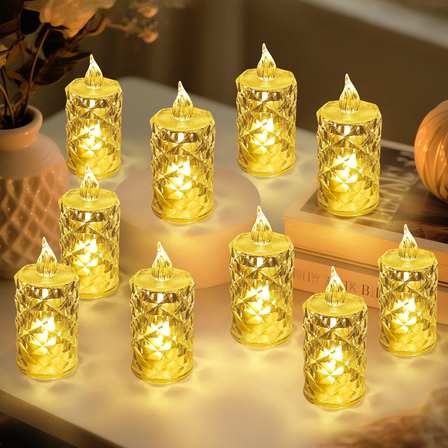 Aloelcap 24pcs Flashing Battery Powered LED Votive Tea Candles, Realistic Electronic Fake Candles for Birthday Gifts for Women Mom Grandma Mother's