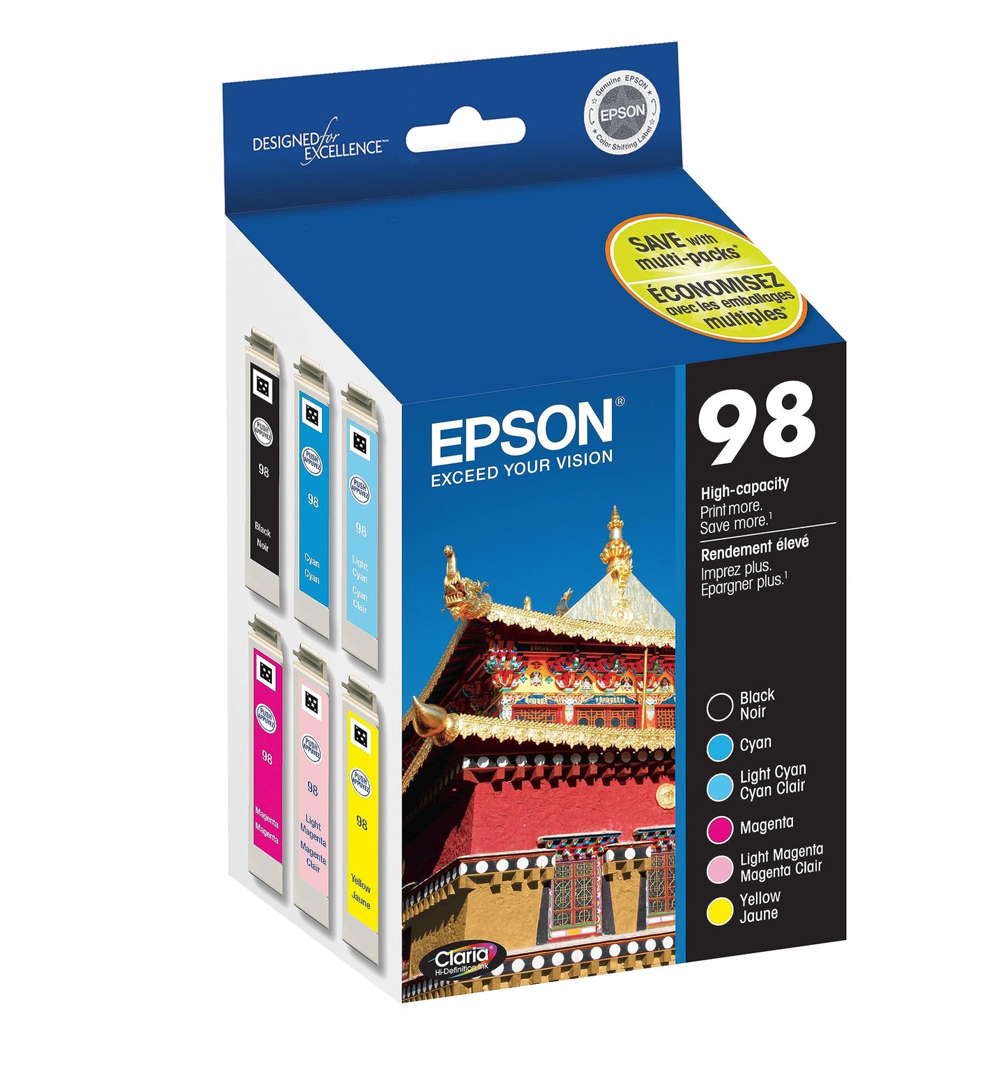 Epson T098120-BCS Claria Hi-Definition Black & Color Combo Pack High Capacity Cartridge Ink